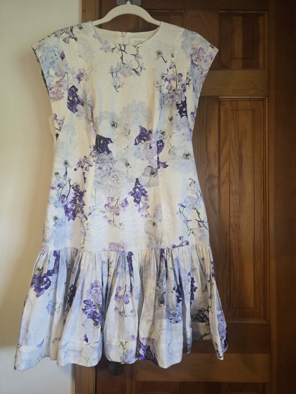 Zimmerman Floral Lavender & Cream Drop-Waist Dress Size 3, US 10